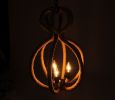 Natural and Black Iron and Rope Three Light Ceiling Light