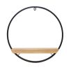 Wood Circle Shelf in Metal Frame