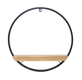 Wood Circle Shelf in Metal Frame