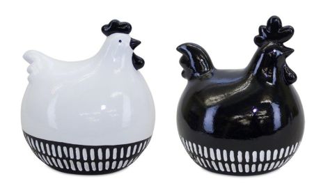 Modern Black and White Chicken Decor (Set of 2)
