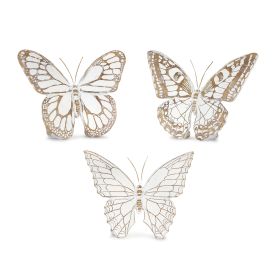 Stone Butterfly with White Washed Finish (Set of 3)