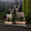 Deer Silhouette with Wood Base (Set of 2)