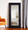 Black Wood and Faux Crystal Mirror