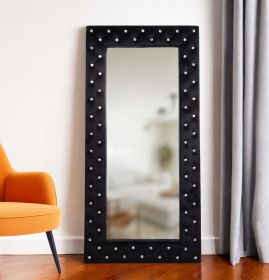 Black Wood and Faux Crystal Mirror